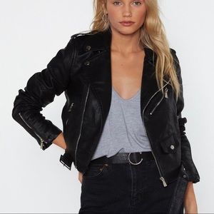 Nastygal faux leather biker jacket